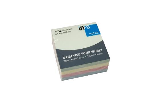 746094  5820-98 Notatkube INFO 75x75mm pastell Sticky notes